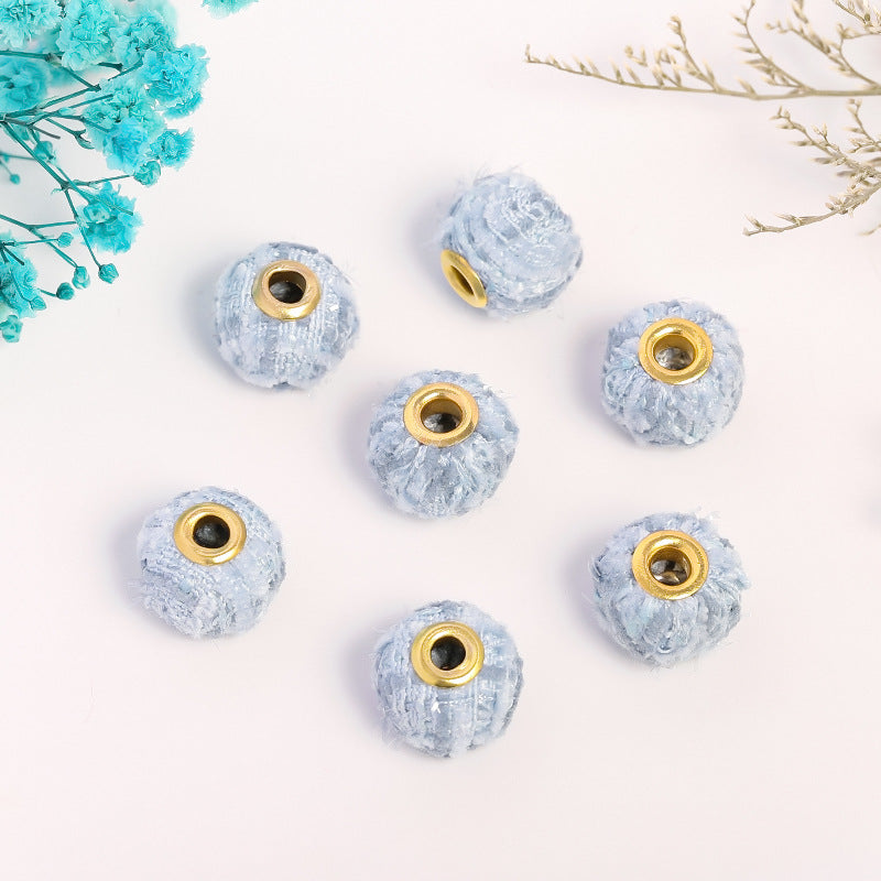 Wholesale 50PCS Colored Fuzzy Balls Metal Straight Hole Loose Beads